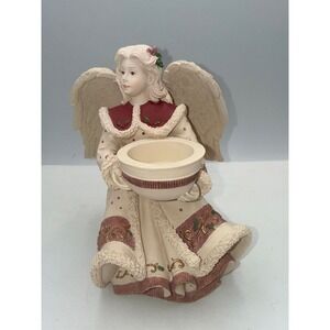 Sarah's Angels Alyssa Figurine Candle Holder White Burgundy